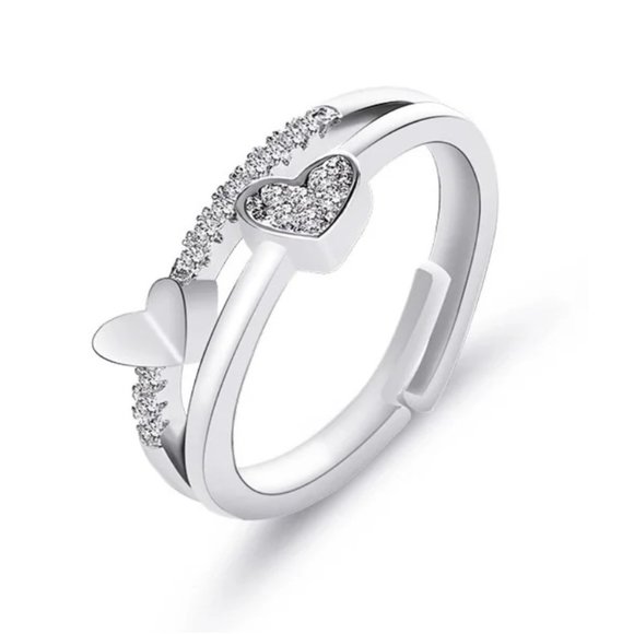 925 Sterling Silver Heart Earrings Necklace Bracelet And Ring Adjustable Gift - Picture 8 of 9